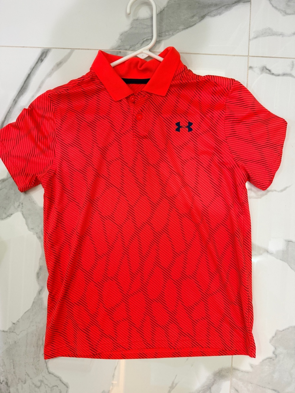 Under Armour Boys' Bright Red/Orange Patterned Polo Shirt